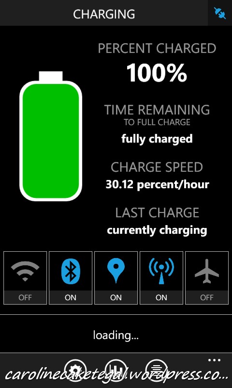 Status baterai dengan Kabel charger biasa